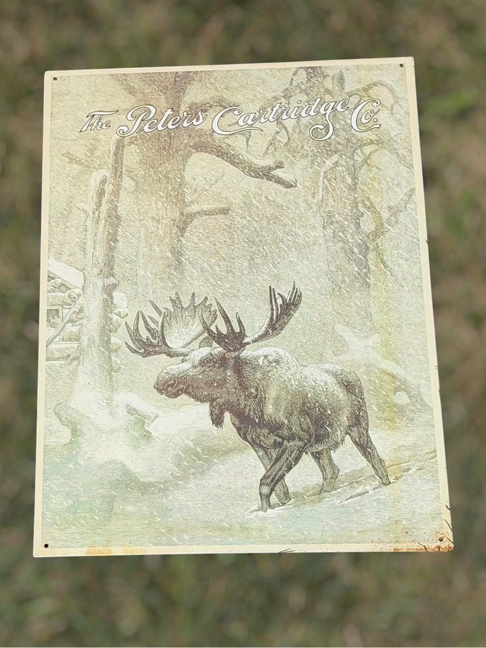 Vintage 1991 Moose Embossed Metal Wall Sign Rustic Cabin Lodge Wildlife Decor‎